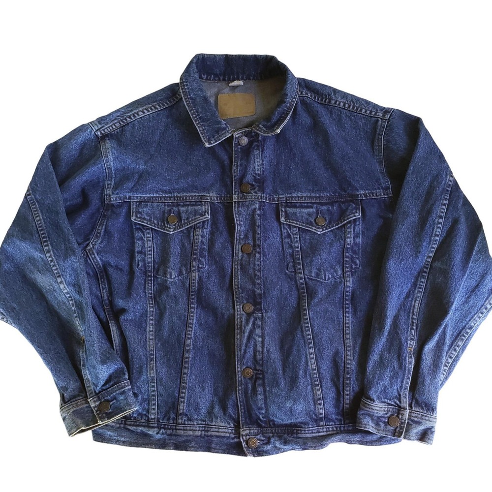 Gap Denim Jean Jacket Blue Jeans Trucker Button Front 100% Cotton L Vintage Mens